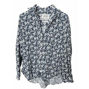 Grayson Blouse 1 XS Womens Floral Blue Breathable Button Up Long Sleeve Classic